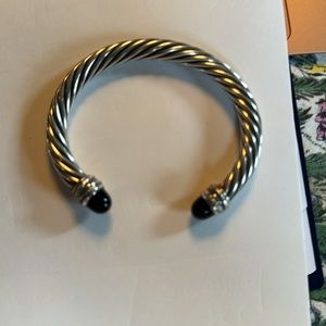 David Yurman Cable Bracelet 7mm Size small Onyx and Diamond